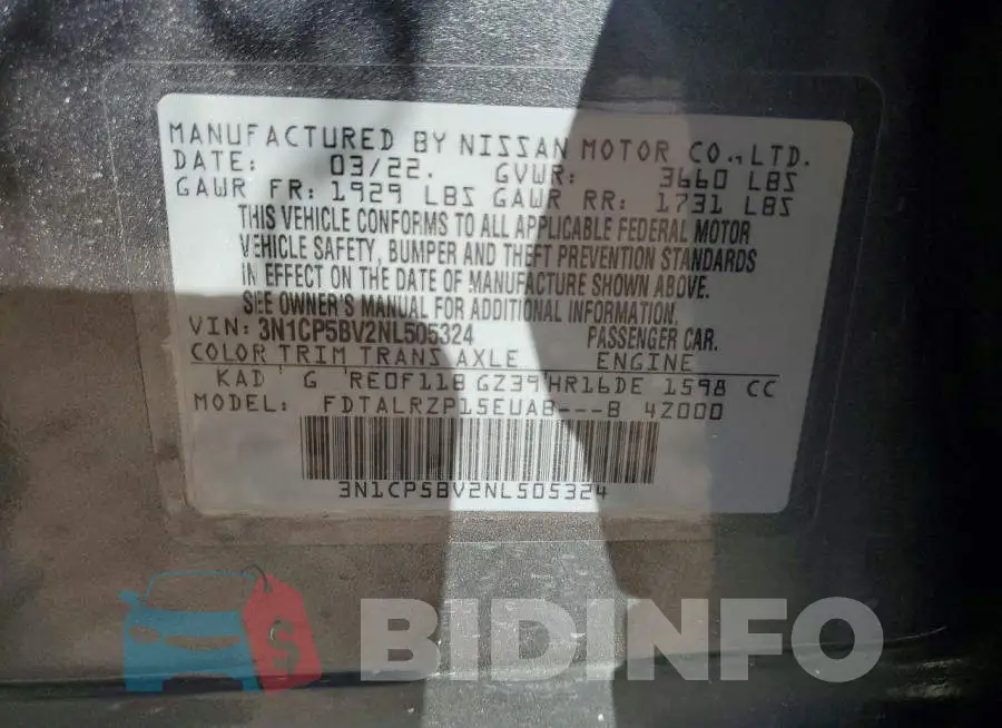 3N1CP5BV2NL505324 Photo# 13