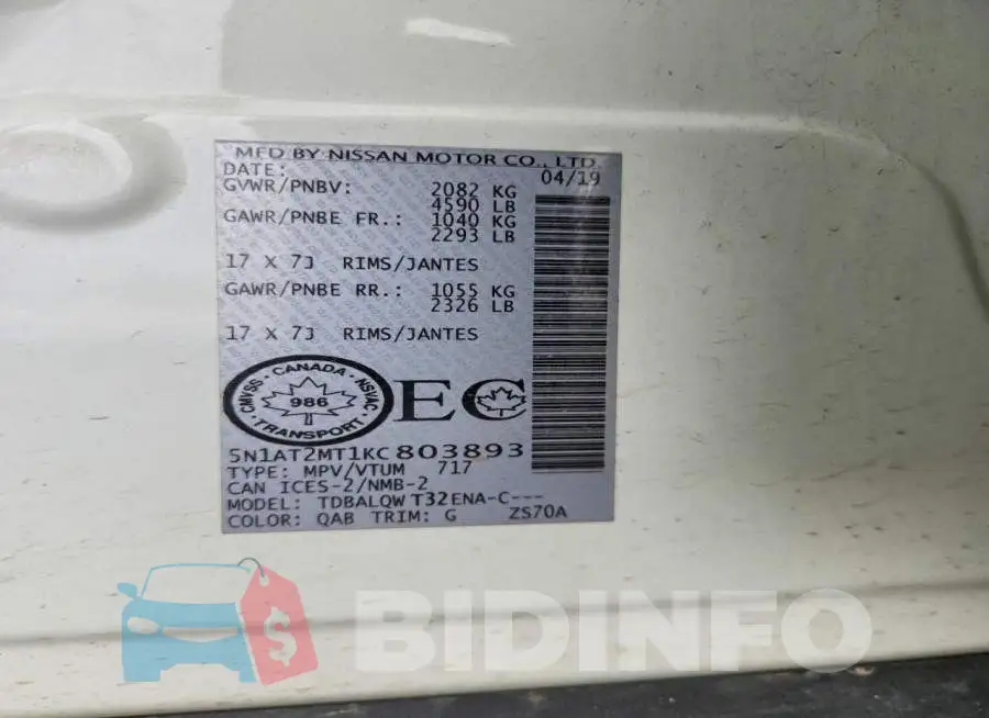 5N1AT2MT1KC803893 Photo# 13
