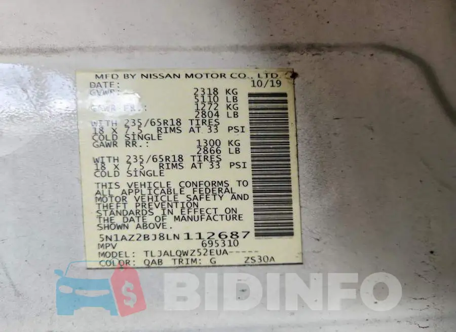 5N1AZ2BJ8LN112687 Photo# 13