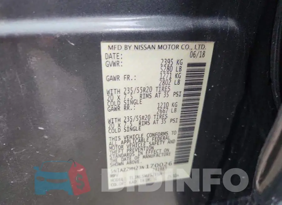 5N1AZ2MH2JN170026 Photo# 13