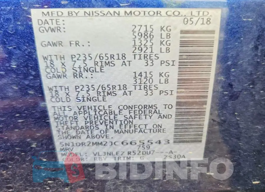 5N1DR2MM2JC665543 Photo# 13