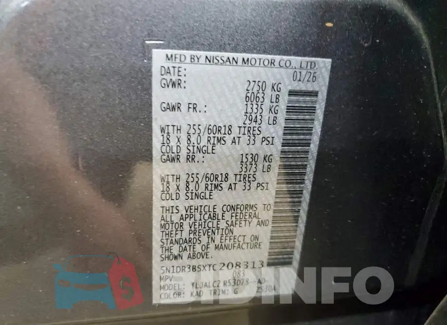 5N1DR3BSXTC208313 Photo# 13