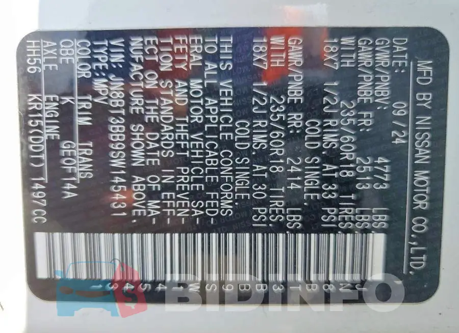 JN8BT3BB9SW145431 Photo# 13