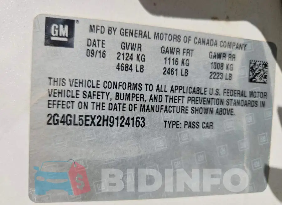2G4GL5EX2H9124163 Photo# 13