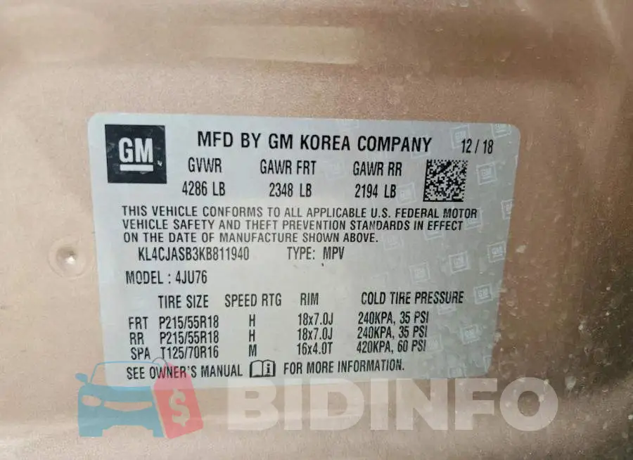 KL4CJASB3KB811940 Photo# 13