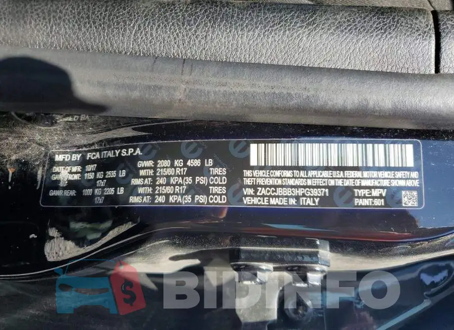 ZACCJBBB3HPG39371 Photo# 13