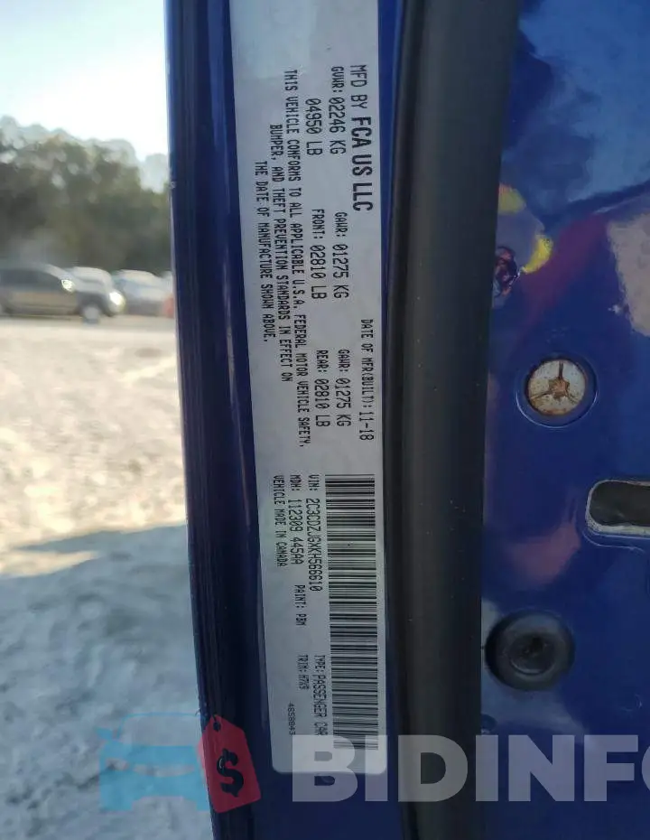 2C3CDZJGXKH566610 Photo# 13