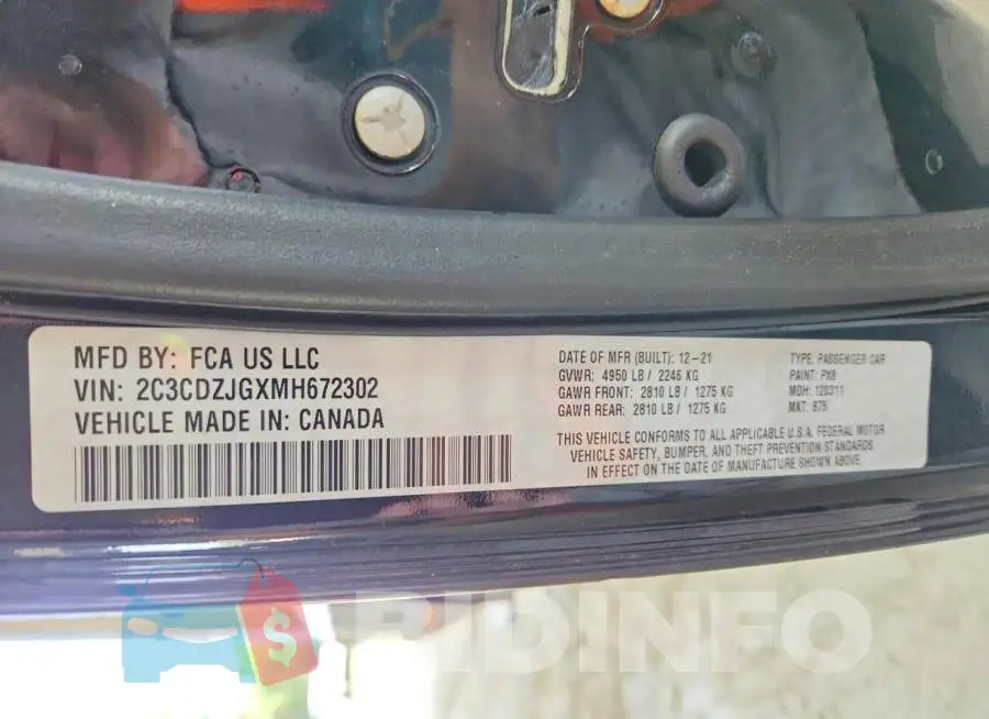 2C3CDZJGXMH672302 Photo# 13