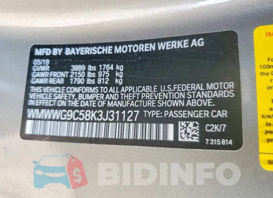 WMWWG9C58K3J31127 Photo# 13