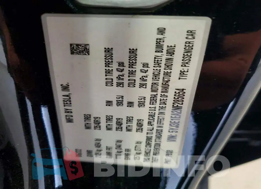 5YJ3E1EA2NF285654 Photo# 12