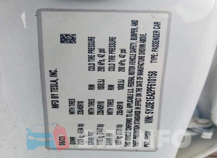 5YJ3E1EA2PF610158 Photo# 12