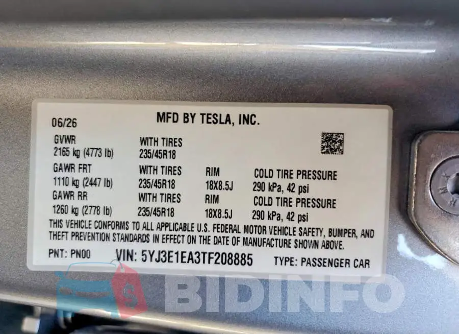 5YJ3E1EA3TF208885 Photo# 13