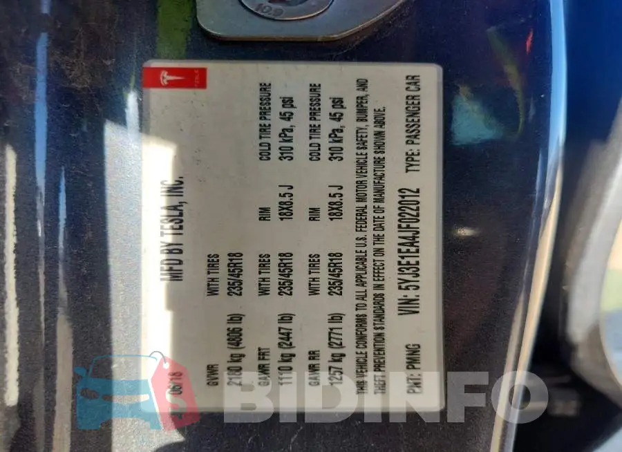 5YJ3E1EA4JF022012 Photo# 12