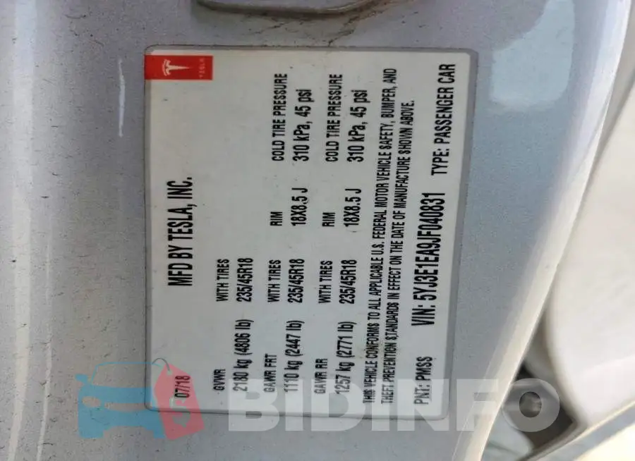 5YJ3E1EA9JF040831 Photo# 12