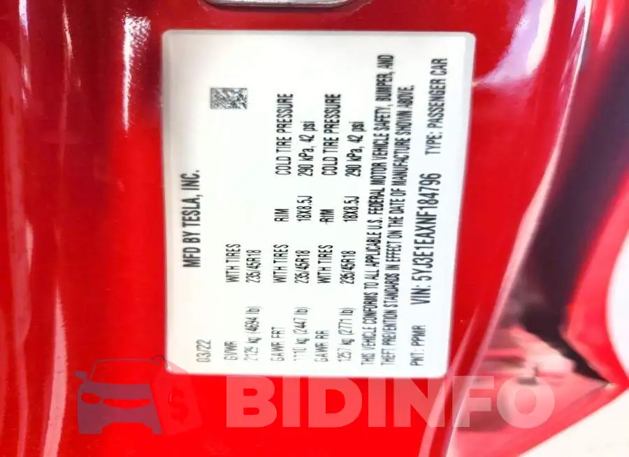5YJ3E1EAXNF184796 Photo# 12