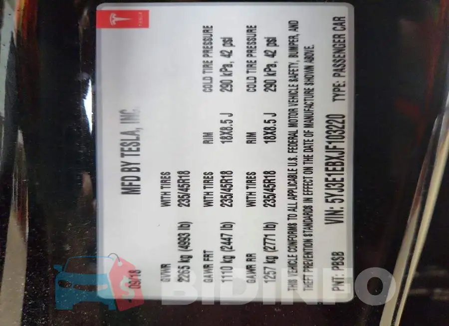5YJ3E1EBXJF103220 Photo# 12