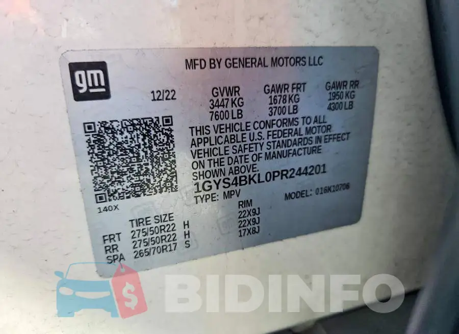 1GYS4BKL0PR244201 Photo# 13