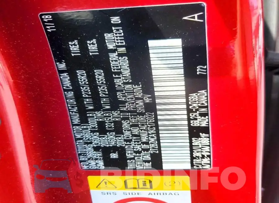 2T2BZMCA1KC176022 Photo# 13