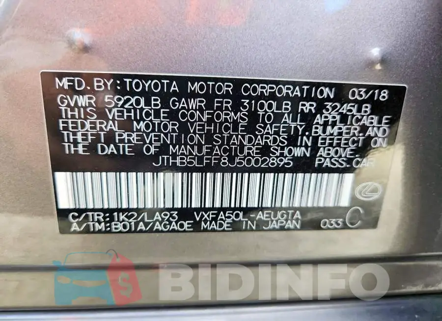 JTHB5LFF8J5002895 Photo# 13