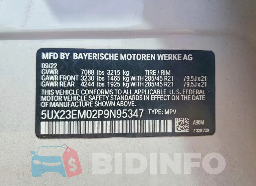 5UX23EM02P9N95347 Photo# 13