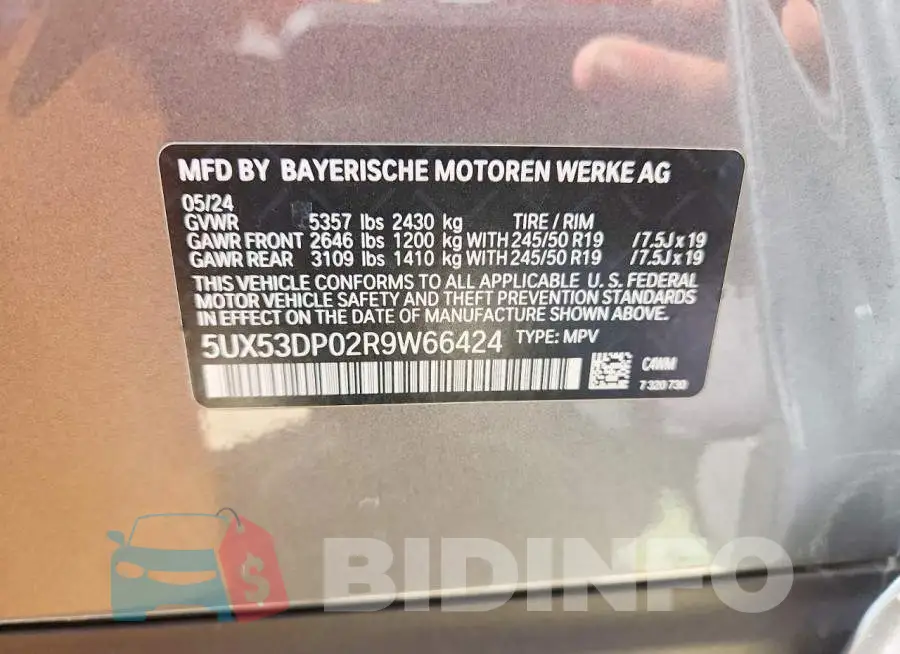 5UX53DP02R9W66424 Photo# 13