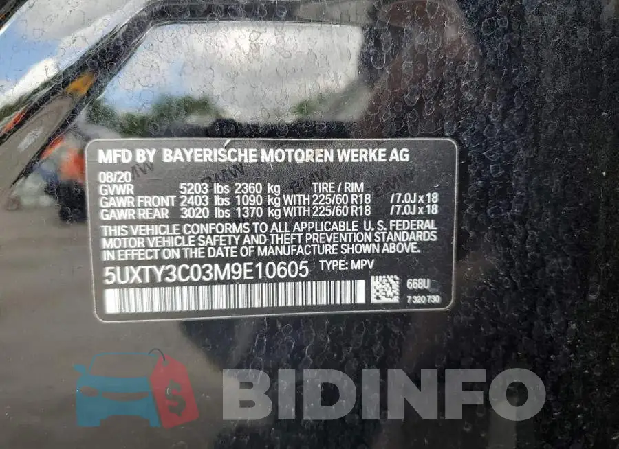 5UXTY3C03M9E10605 Photo# 13