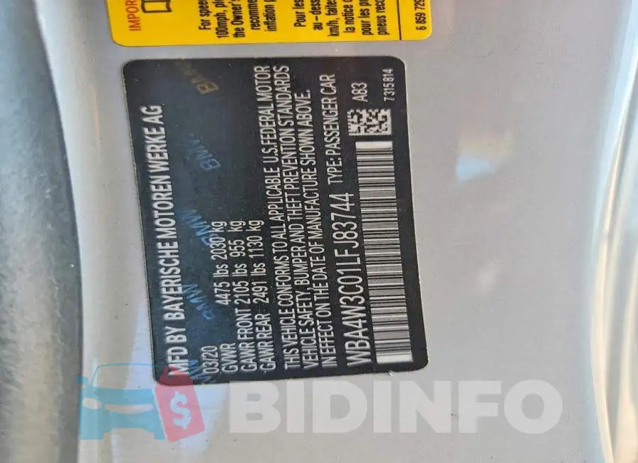 WBA4W3C01LFJ83744 Photo# 12
