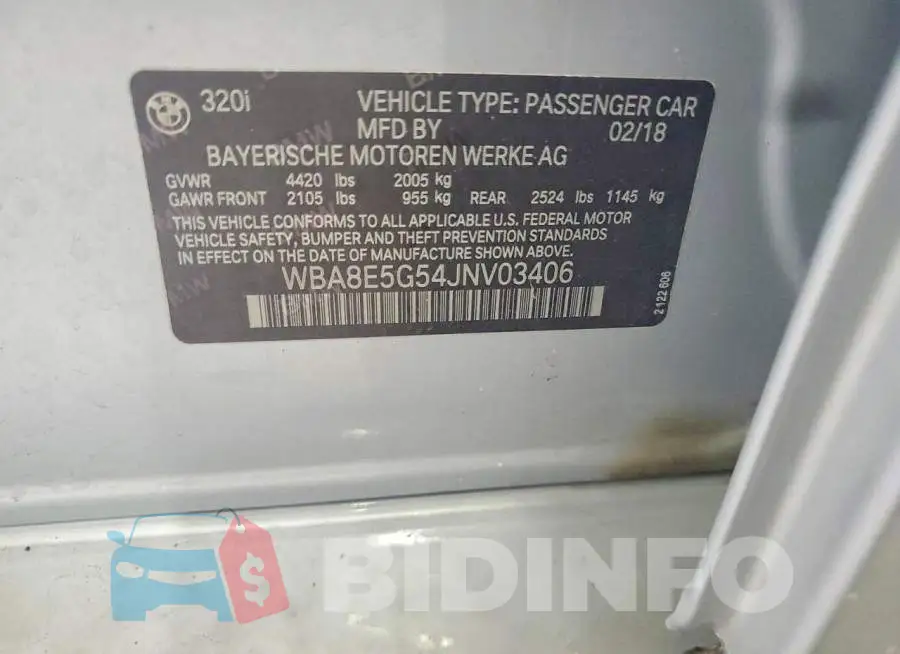 WBA8E5G54JNV03406 Photo# 12
