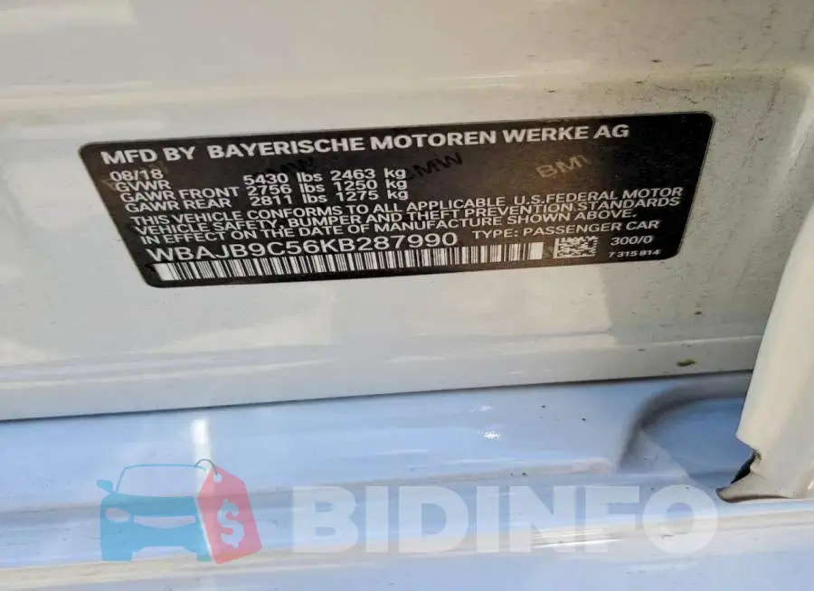 WBAJB9C56KB287990 Photo# 12