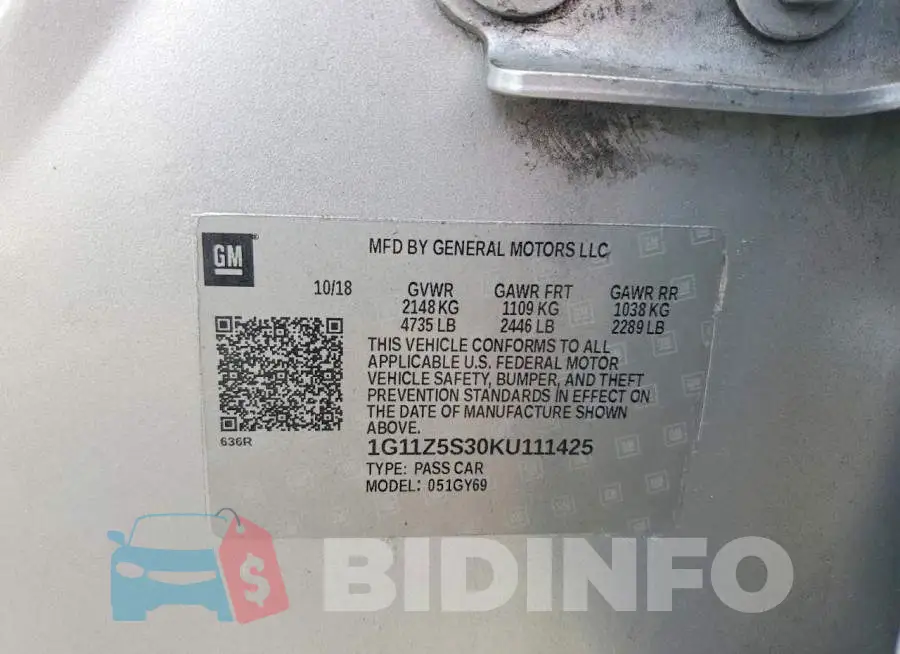 1G11Z5S30KU111425 Photo# 12