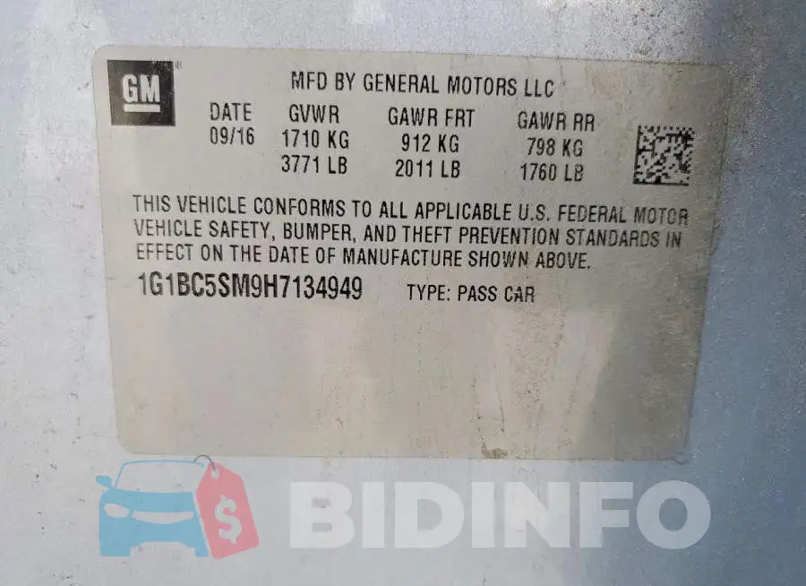 1G1BC5SM9H7134949 Photo# 12