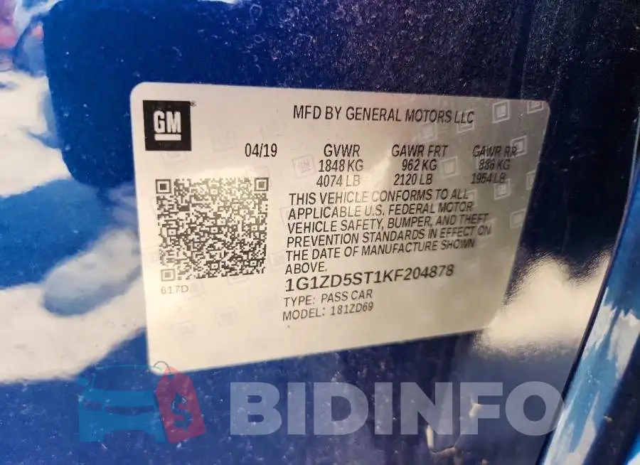 1G1ZD5ST1KF204878 Photo# 12
