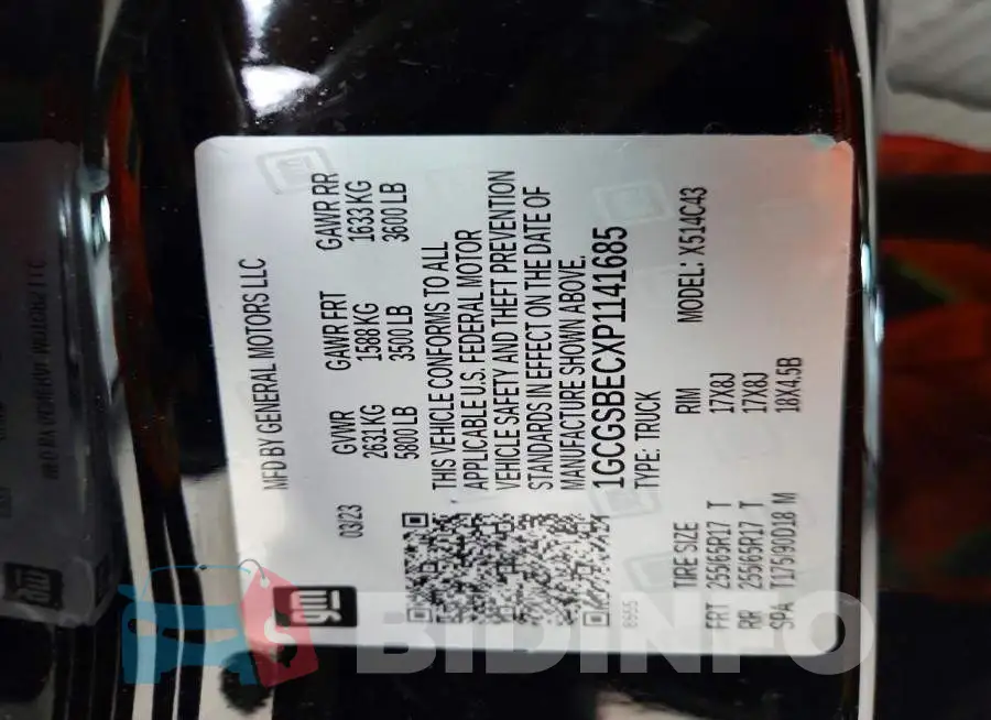 1GCGSBECXP1141685 Photo# 12
