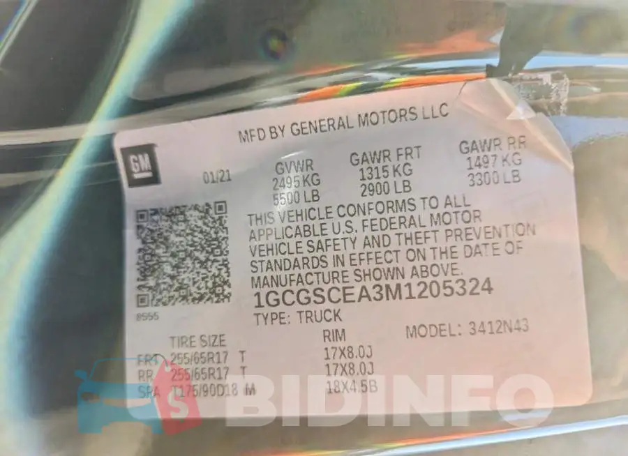 1GCGSCEA3M1205324 Photo# 12