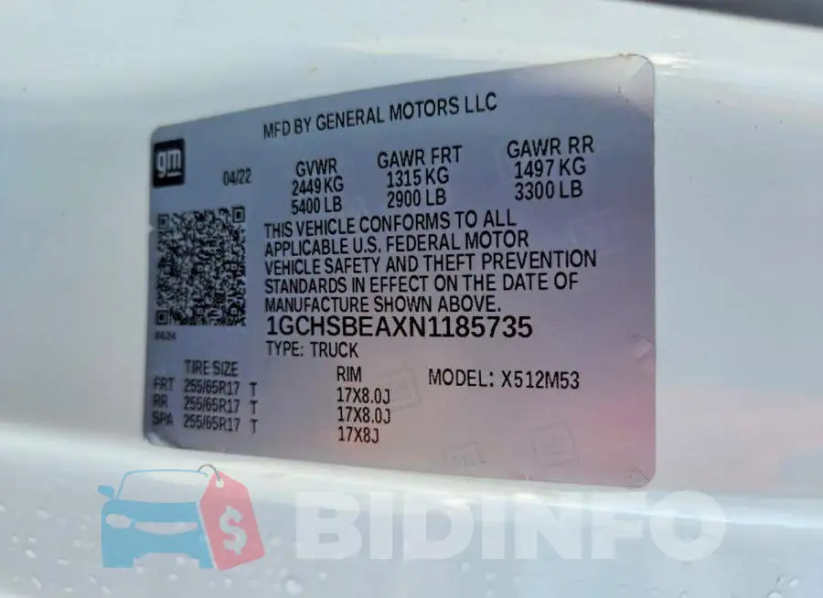 1GCHSBEAXN1185735 Photo# 12