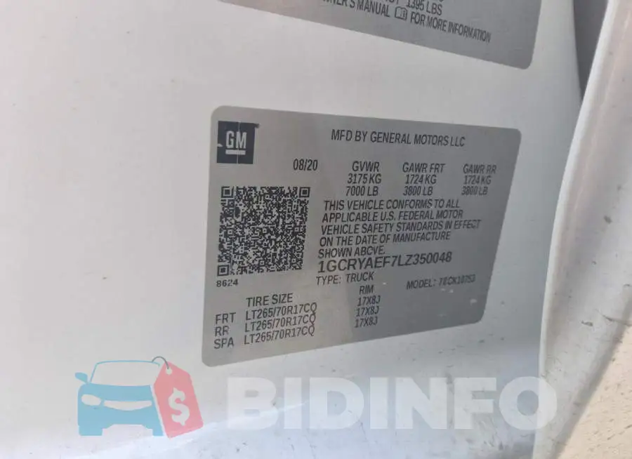 1GCRYAEF7LZ350048 Photo# 12