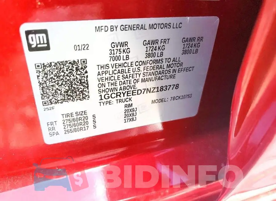 1GCRYEED7NZ183778 Photo# 12