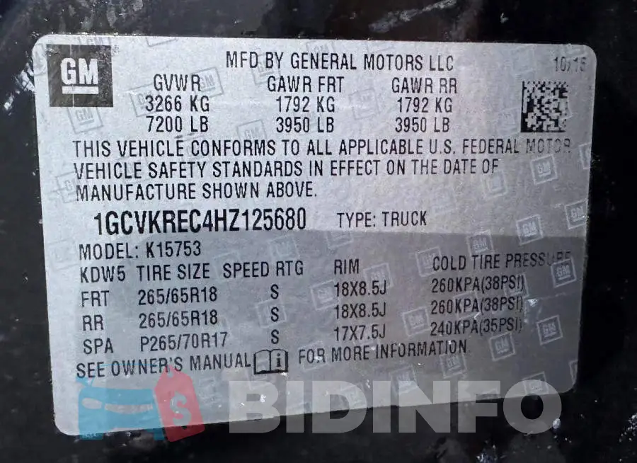 1GCVKREC4HZ125680 Photo# 10