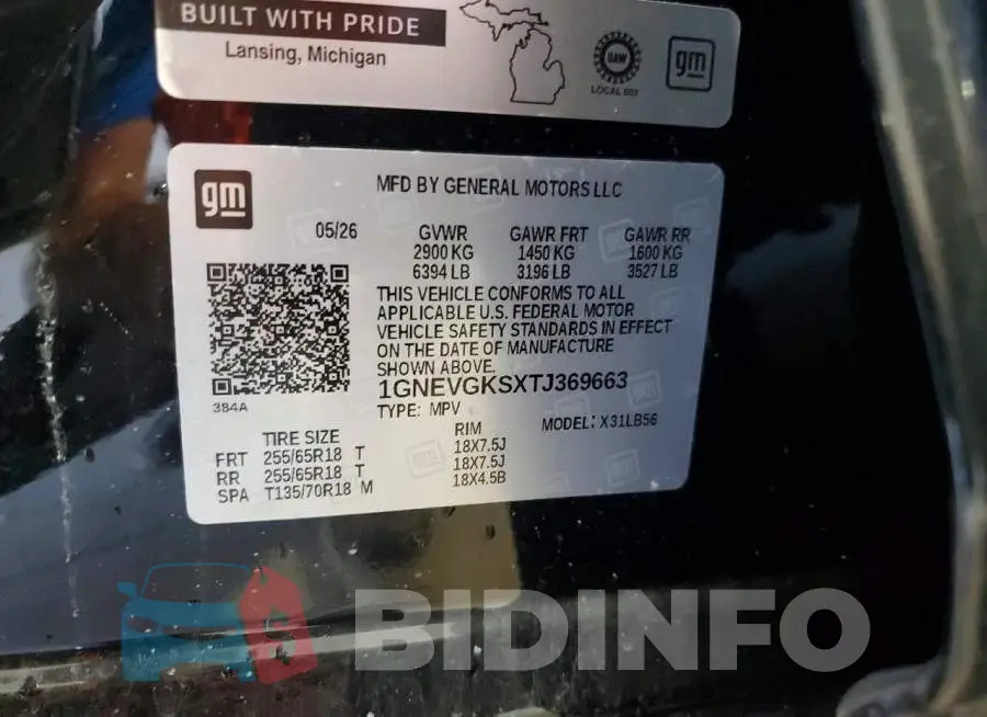 1GNEVGKSXTJ369663 Photo# 13