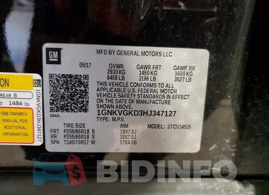 1GNKVGKD3HJ347127 Photo# 13