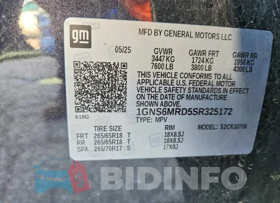 1GNS6MRD5SR325172 Photo# 13