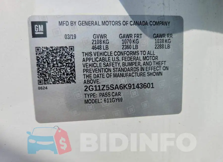2G11Z5SA6K9143601 Photo# 12
