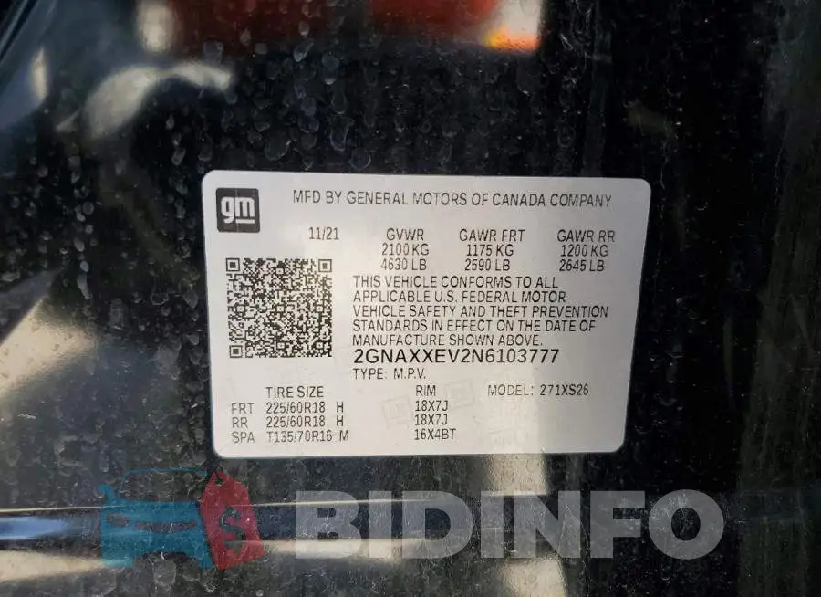 2GNAXXEV2N6103777 Photo# 13