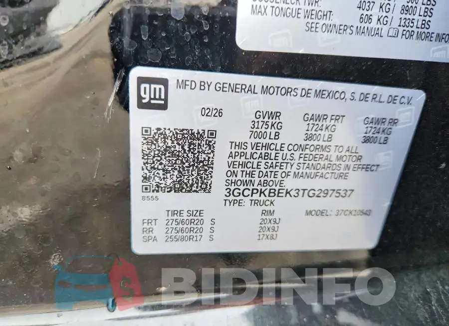 3GCPKBEK3TG297537 Photo# 12