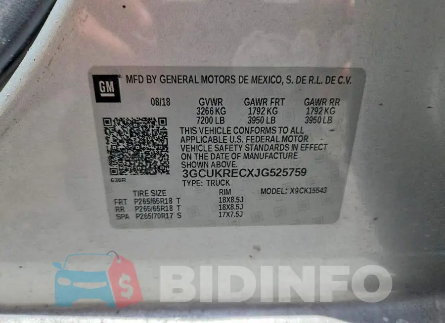 3GCUKRECXJG525759 Photo# 12