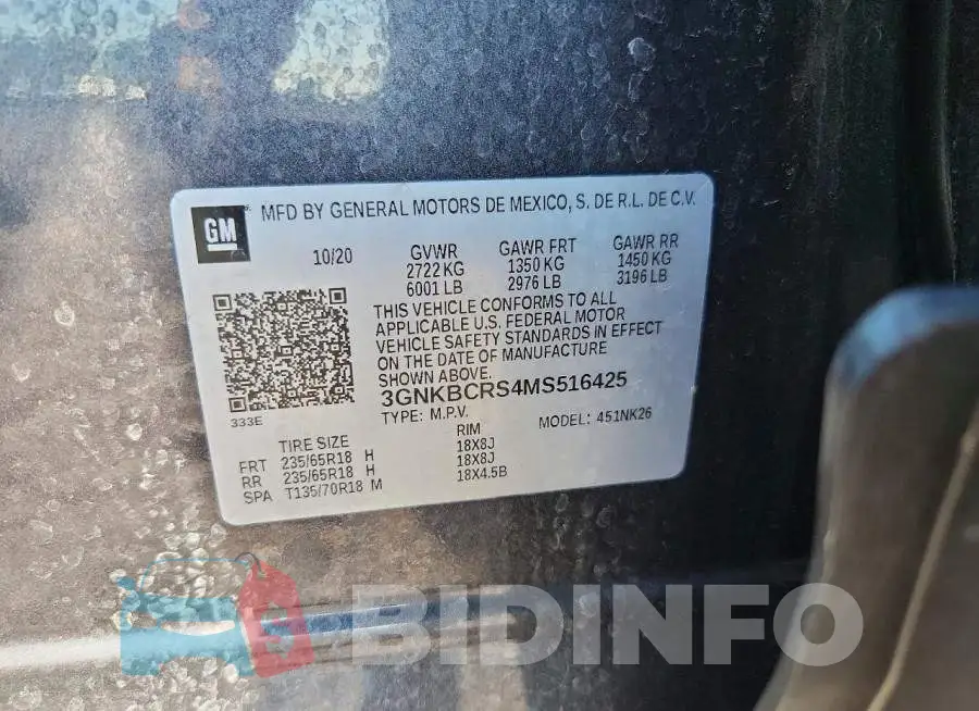 3GNKBCRS4MS516425 Photo# 12