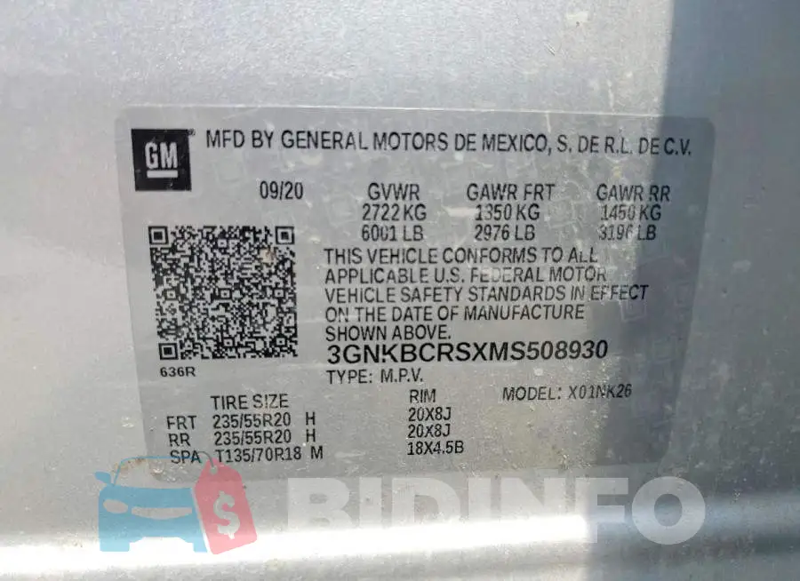 3GNKBCRSXMS508930 Photo# 13