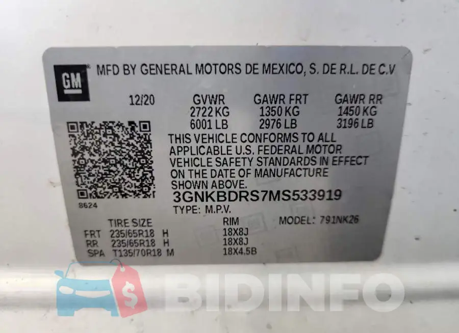 3GNKBDRS7MS533919 Photo# 13