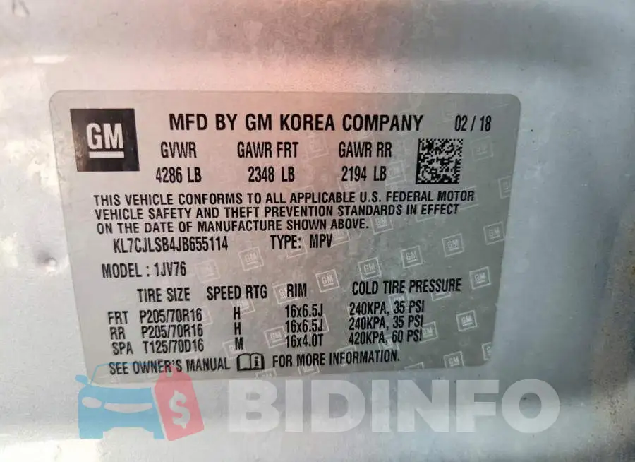 KL7CJLSB4JB655114 Photo# 14