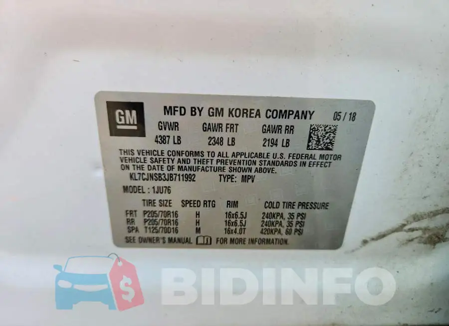 KL7CJNSB3JB711992 Photo# 13